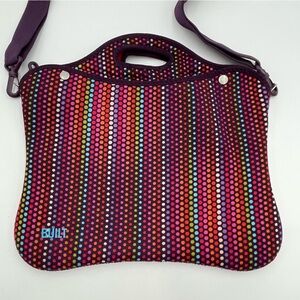 BUILT Laptop Bag 15.4 Carrier Sleeve Rainbow Dots Neoprane Polyester‎ Red Lining